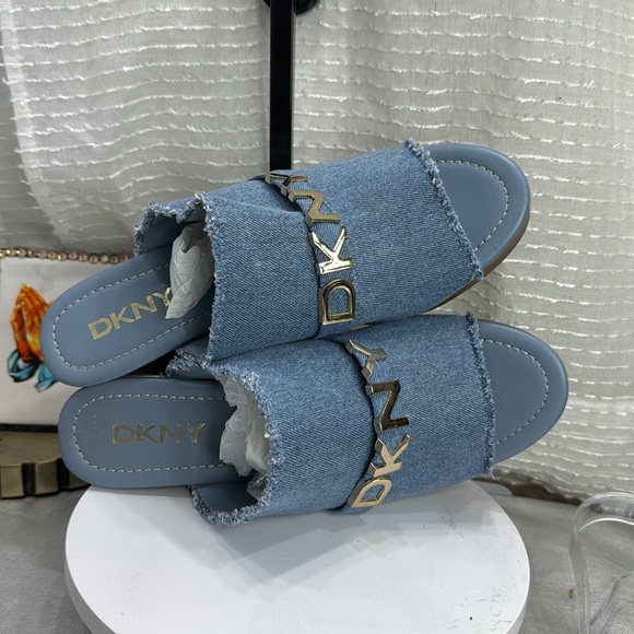 (A) DKNY CECE/HYS-2108 women's distressed denim platform shoes with silver,Sz 9M - Picture 6 of 12